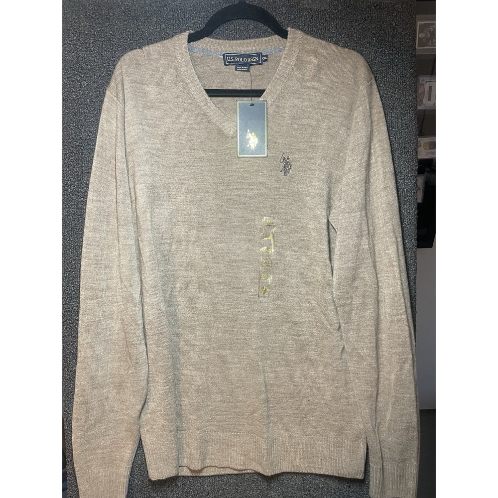 Polo Ralph Lauren Sweater Mens Large Tan Crew Neck Casual Pony Preppy NWT